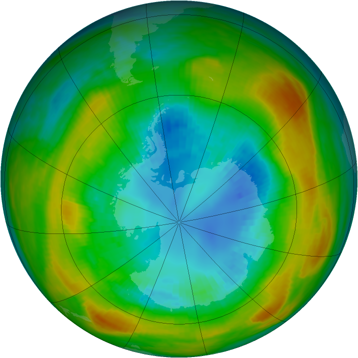 Antarctic ozone map for 30 August 1980
